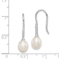 Sterling Silver Rhodium-Plated Polished White 7-8mm Freshwater Cultured Pearl And Cz Dangle Earrings