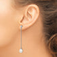 Sterling Silver Rhodium Plated 7-8mm White Freshwater Cultured Pearl Long Dangle Post Earrings