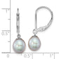 Sterling Silver Rhodium-Plated Polished 7-8mm Grey Freshwater Cultured Pearl Leverback Dangle Earrings