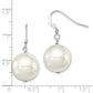 Sterling Silver Rhodium-Plated Polished White 14-15mm Round Shell Pearl Dangle Earrings