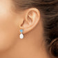 Sterling Silver Rhodium Plated Blue Topaz And 7-8mm Freshwater Cultured Pearl Teardrop Dangle Post Earrings