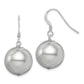 Sterling Silver Rhodium-Plated Polished Round 14-15mm Grey Shell Pearl Dangle Earrings