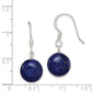 Sterling Silver Polished Round Reconstructed Lapis Dangle Earrings