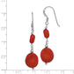 Sterling Silver Polished Round Red Coral Dangle Earrings