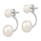 Sterling Silver Rhodium-Plated Polished 5-6mm & 8-9mm White Freshwater Cultured Pearl Front Back Post Dangle Earrings