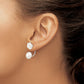 Sterling Silver Rhodium-Plated 8-9mm Freshwater Cultured Pearl & Mother Of Flower Front Back Post Dangle Earrings