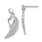 Sterling Silver Rhodium-Plated Polished & Textured Cz Open Heart Wings Post Dangle Earrings