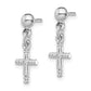 Sterling Silver Rhodium-Plated Polished Cross Post Dangle Earrings