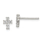 Sterling Silver Rhodium-Plated Polished Cz Cross Post Earrings