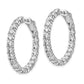 Sterling Silver Shimmer Rhodium-Plated 40 Stone 3.0mm Cz In And Out Round Hinged Hoop Earrings