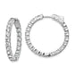 Sterling Silver Shimmer Rhodium-Plated 40 Stone 3.0mm Cz In And Out Round Hinged Hoop Earrings