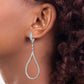 Sterling Silver Shimmer Rhodium-Plated 172 Stone Cz Teardrop Dangle Hinged Post Earrings