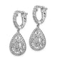 Sterling Silver Shimmer Rhodium-Plated 126 Stone Cz Teardrop Dangle Hinged Hoop Earrings