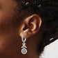 Sterling Silver Shimmer Rhodium-Plated 74 Stone Cz Fancy Dangle Hinged Hoop Earrings