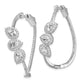 Sterling Silver Shimmer Rhodium-Plated 198 Stone Cz Pear Halo Twisted In And Out Oval Hinged Hoop Earrings