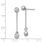 Sterling Silver Rhodium-Plated Post & Dangle Cz Ball Front Back Earrings