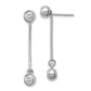 Sterling Silver Rhodium-Plated Post & Dangle Cz Ball Front Back Earrings