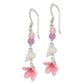 Sterling Silver Polished Amethyst, Agate, Blue Topaz, Pink Cz & Resin Flower Dangle Earrings