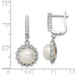 Sterling Silver Rhodium-Plated 8-9mm Button Fwc Pearl Hoop Dangle Earrings