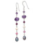 Sterling Silver Polished Amethyst, Lavendar Jade, White & Black Freshwater Cultured Pearl Dangle Earrings