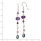 Sterling Silver Polished Amethyst, Lavendar Jade, White & Black Freshwater Cultured Pearl Dangle Earrings