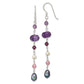 Sterling Silver Polished Amethyst, Lavendar Jade, White & Black Freshwater Cultured Pearl Dangle Earrings