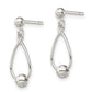 Sterling Silver Polished Teardrop W/Bead Post Dangle Earrings