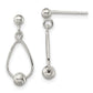 Sterling Silver Polished Teardrop W/Bead Post Dangle Earrings