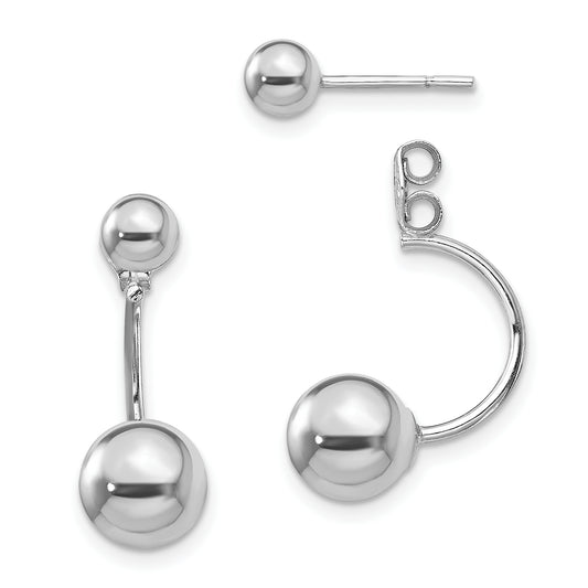 Sterling Silver Rhodium-Plated Front And Back Ball Post Earrings