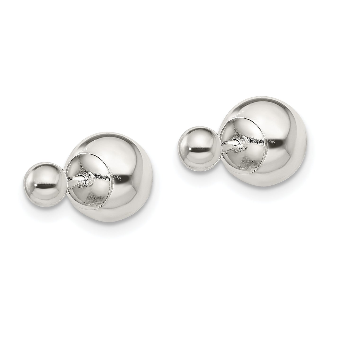 Sterling Silver Polished 4mm/8mm Ball Front Back Post Earrings