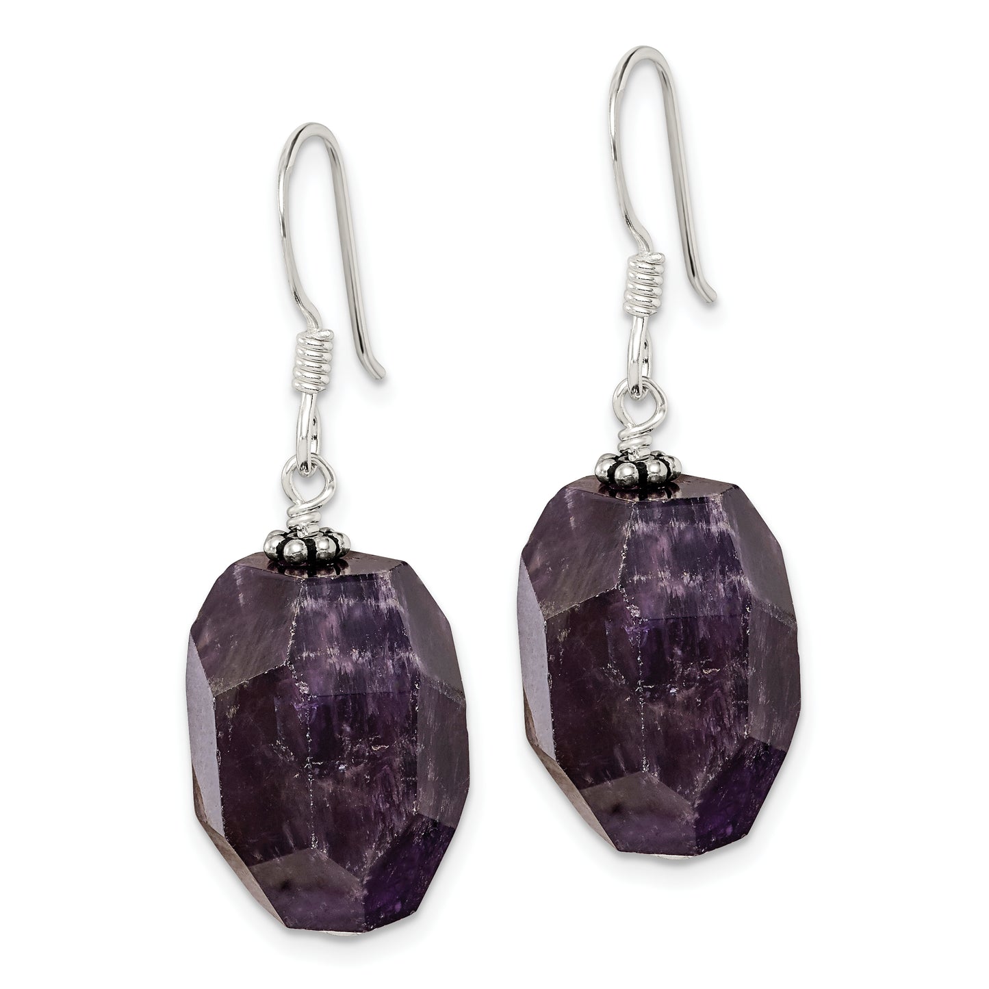 Sterling Silver Amethyst Stone Dangle Earrings