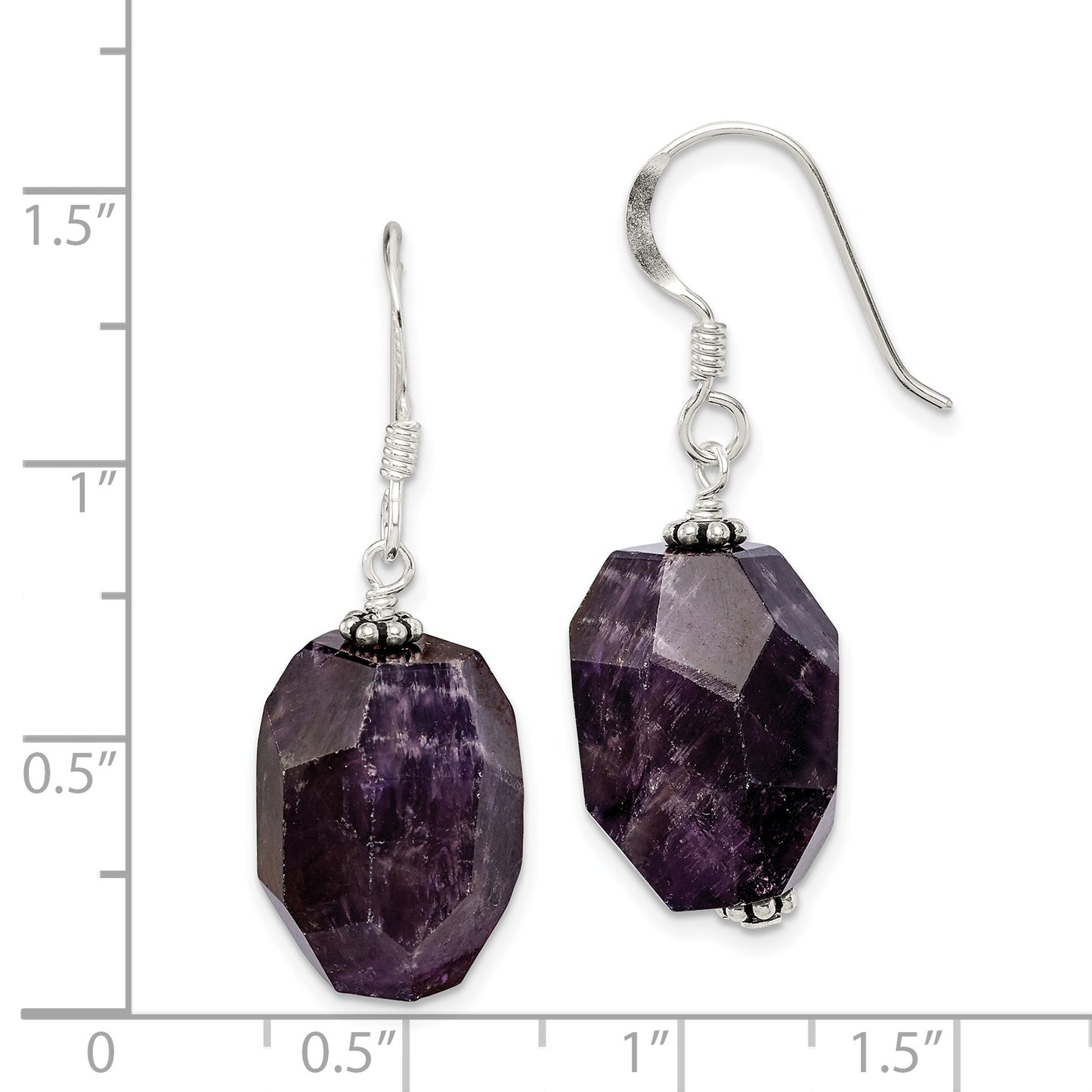 Sterling Silver Amethyst Stone Dangle Earrings