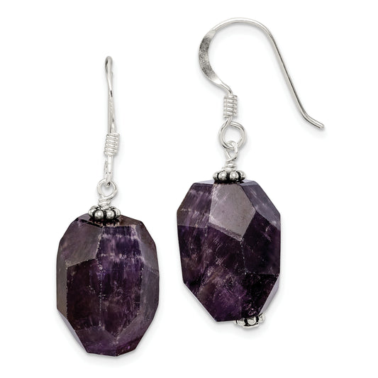 Sterling Silver Amethyst Stone Dangle Earrings