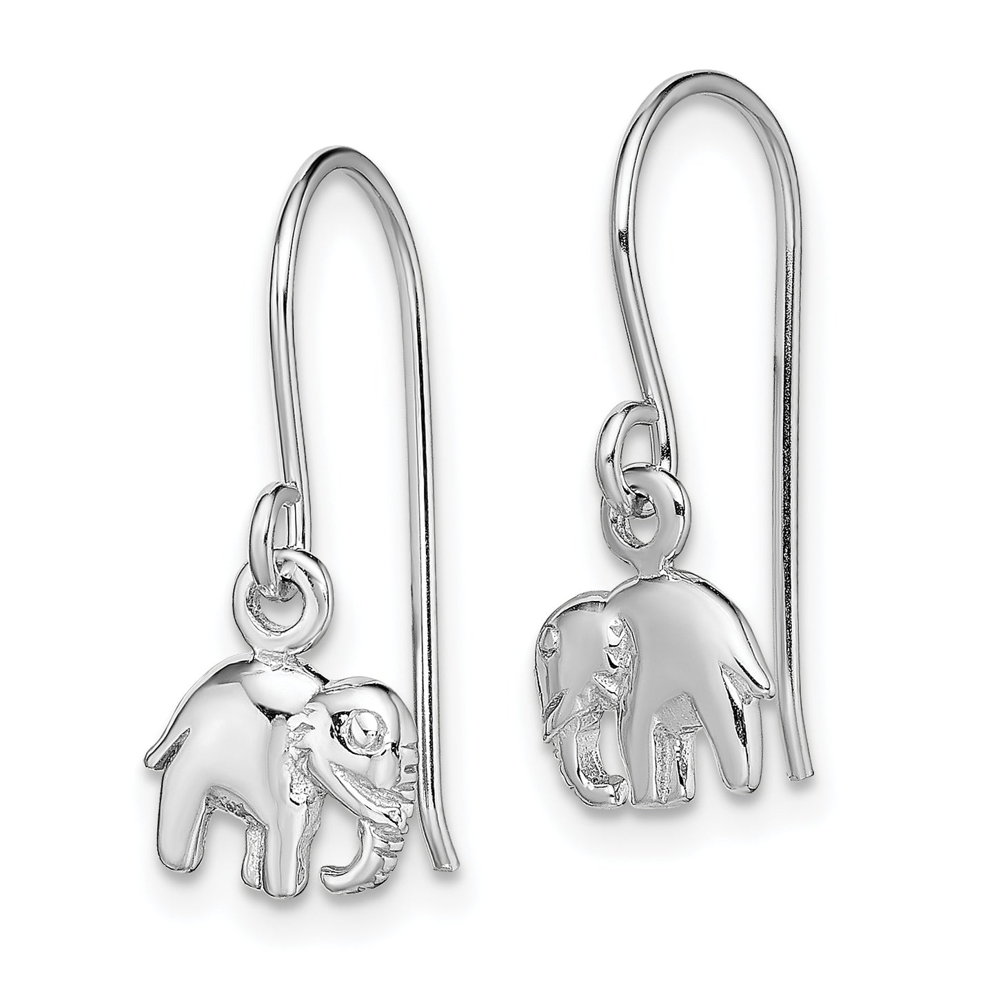 Sterling Silver Rhodium-Plated Polished Elephant Dangle Earrings