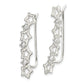 Sterling Silver Polished Cz Stars Ear Climber Earrings