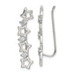 Sterling Silver Polished Cz Stars Ear Climber Earrings