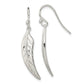 Sterling Silver Polished Leaf Dangle Shepherd Hook Earrings