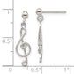 Sterling Silver Polished Treble Clef Post Dangle Earrings