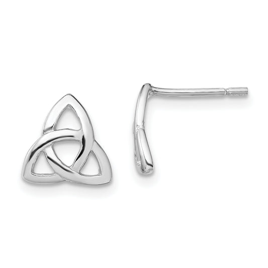 Sterling Silver Rhodium-Plated Polished Celtic Knot Post Earrings