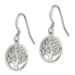 Sterling Silver Rhod-Pltd Cz Tree Of Life Dangle Shepherd Hook Earrings