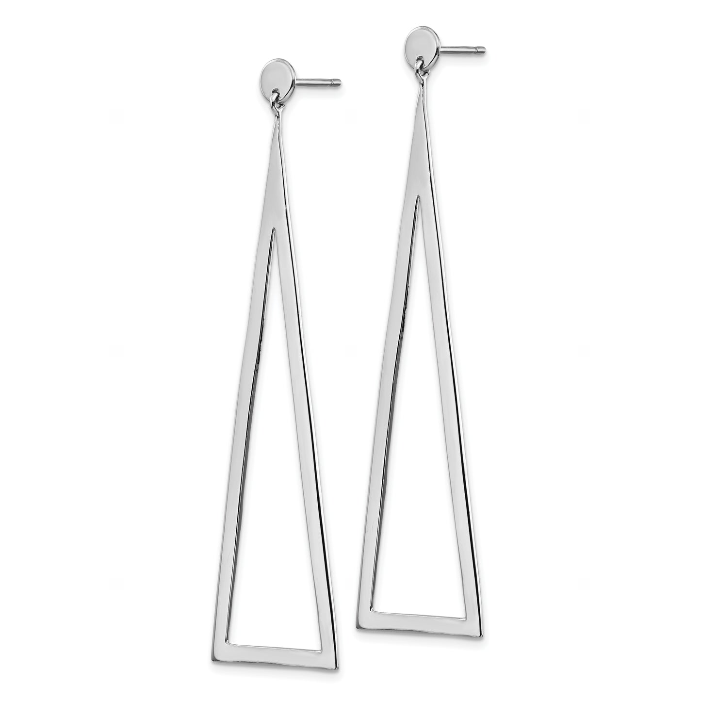 Sterling Silver Rhodium-Plated Polished Triangle Post Dangle Earrings