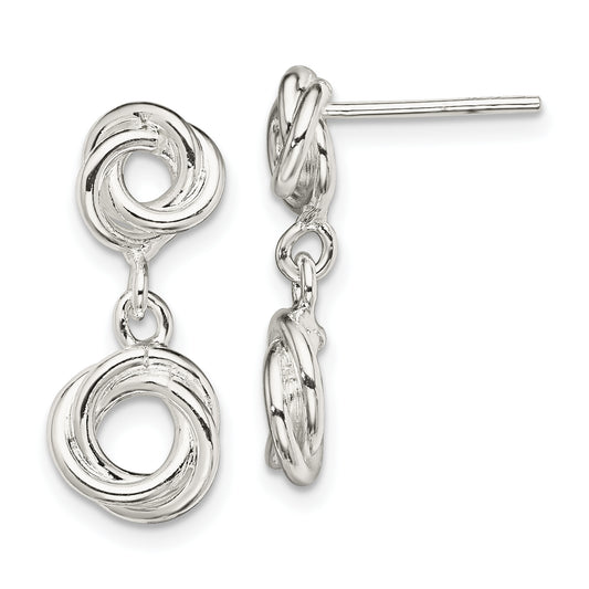 Sterling Silver Rhodium-Plated Knot Polished Dangle Earrings