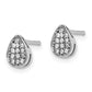 Sterling Silver Rhodium-Plated Cz Polished Teardrop Post Earrings