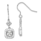 Sterling Silver Rhodium-Plated Polished Square Cz Halo Dangle Earrings