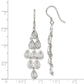 Sterling Silver Rh-Pltd Polished Fancy Pear Cz Chandelier Dangle Earrings