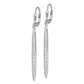 Sterling Silver Rhodium-Plated Polished Cz Bar Leverback Dangle Earrings