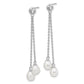 Sterling Silver Rhodium-Plated 6-7mm Rice Fwc Pearl Cz Post Dangle Earrings