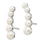 Sterling Silver Rhodium-Plated Polished White 4-6mm Button Freshwater Cultured Pearl Post Ear Climber Earrings