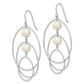 Sterling Silver Rhodium-Plated Polished White 8-9mm Freshwater Cultured Pearl Triple Circle Dangle Earrings