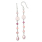 Sterling Silver Polished Pink Fwc Pearl, Jade, Rosaline, Cherry & Rose Quartz Dangle Earrings